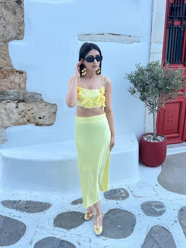Butter Yellow Satin Co-ord Set