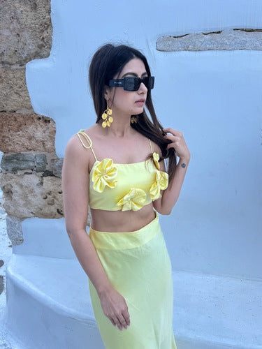 Butter Yellow Satin Co-ord Set