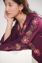 Wine knotwork embroidered co-ord set