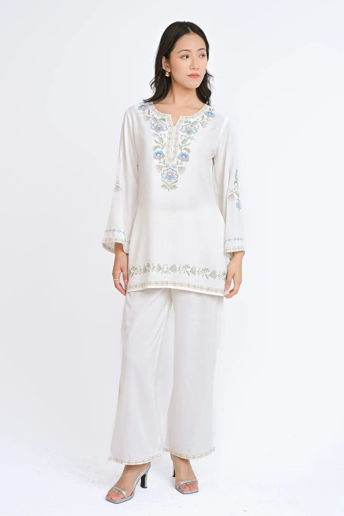 White embroidered co-ord set