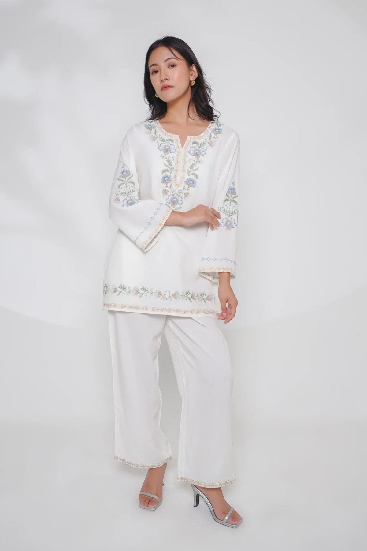 White embroidered co-ord set