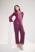 Wine knotwork embroidered co-ord set