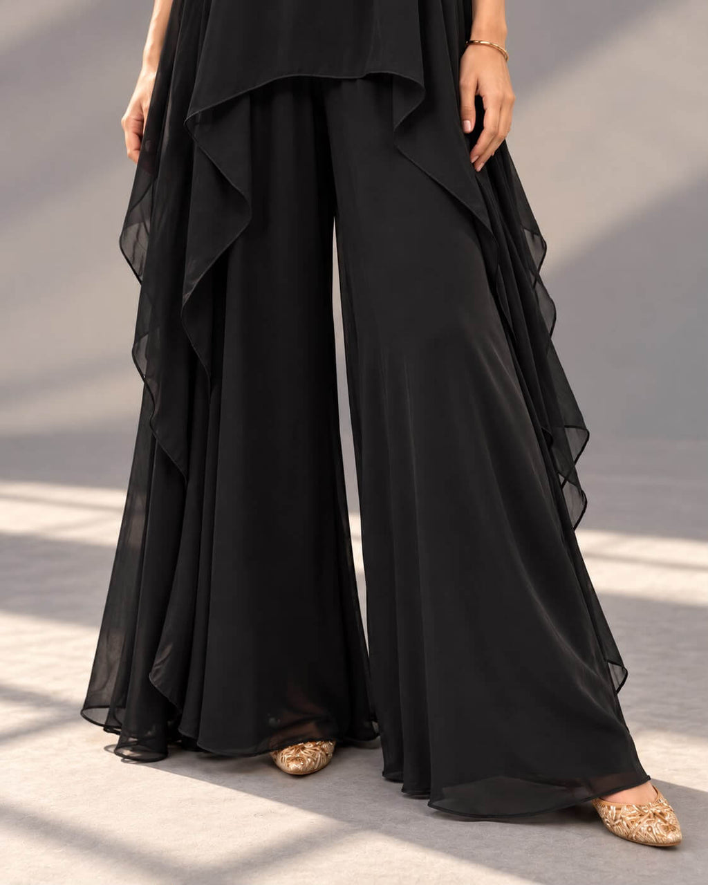 Black handwork top and palazzo
