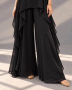 Black handwork top and palazzo