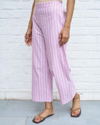 Pink kurta set with striped pants