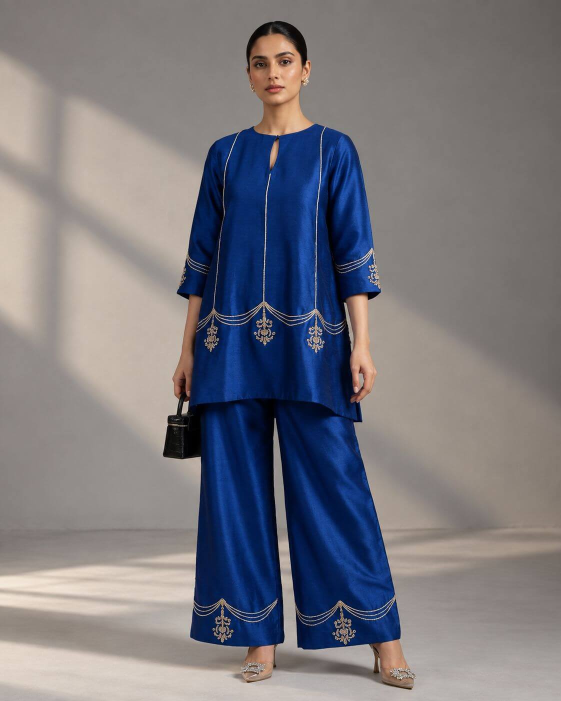 Royal blue zardosi co-ord set