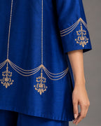 Royal blue zardosi embroidery detail