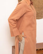 Dusty peach kurta set with beige pants