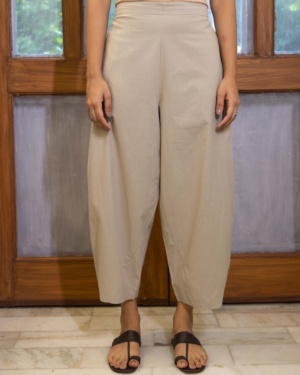 Dusty peach kurta set with beige pants