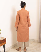 Dusty peach kurta set with beige pants